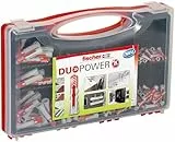 fischer Red-Box DuoPower, Sortimentsbox mit 280 DuoPower Dübeln (30 Stk. 5 x 25, 140 Stk. 6 x 30, 80 Stk. 8 x 40, 30 Stk. 10 x 50), vorsortiertes Dübel-Set für zahlreiche Baustoffe und Befestigungen