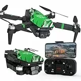 TTROARDS TT19 Bürstenloser Motor Drohnen, Drohne mit 1080P-Kamera, Windwiderstand der Stufe 3, Hindernisvermeidung, Headless-Modus, Faltbarer Quadcopter für Anfänger, Grün