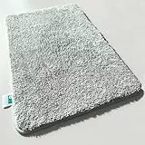 casa pura Badematte weicher, Flauschiger Badezimmerteppich in Shaggy Optik, Badvorleger rutschfest waschbar Duschvorleger, Teppich Fußmatte für Badezimmer, Dusche 80x150 cm, Silbergrau Sky Soft