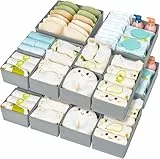 DIMJ Schubladen Organizer Kleidung Baby- 15er Set Faltbare Unterwäsche Kleiderschrank Organizer, Aufbewahrungsbox Stoff Schubladen Ordnungssystem für Hosen, Kleidung, Socken, Grau