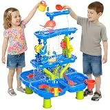 Doloowee Wasserspieltisch für Kinder Outdoor, 4-Tier Sand und Wasserspieltisch mit Zubehör, Großer Aktivität Sensory Tisch Spielzeug auf Hinterhof Strand Outdoor Draußen für Kinder 3 4 5 6 Jahre