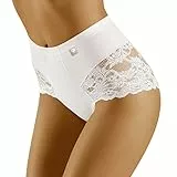 Wolbar Miederhose Damen Miederslip Hoher Taille Slip Shapewear Damen Figurformende Bauchweg Unterhose Spitze Sexy Unterwäsche Miederpant WB406, Weiß,M