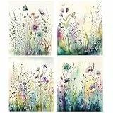 SASMoiyug 4 Stück Malen nach Zahlen Erwachsene,Paint by Numbers Blumen Mit 6 Pinseln und Acrylfarbe knitterfreie leinwand Kit DIY Handgemalt Ölgemälde Kit 25 X 30 CM Ohne Rahmen (F)