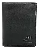 BROWN BEAR Geldbörse Leder Schwarz | Herren & Damen | RFID-Schutz mit Münzfach | Portemonnaie Echtleder | Geldbeutel Hochformat Reißverschluss innen | BB Design 2051 BK