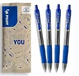 PILOT - 4er-Set G2 Plus - Einziehbare und Nachfüllbare Gelstifte - Stifte aus Recyceltem Kunststoff - Blau - Mittlere Spitze