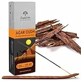Simply Vedic Agar Oudh Räucherstäbchen (ca. 135 Stäbchen, 250 Gramm) Dauer: 45 Minuten| Hochwertige Handarbeit für Aromatherapie, Meditation, Yoga, Heim- und Hausdekoration – Geschenkset
