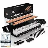 GELSENWERK® Kabelkanal Schreibtisch Schwarz - Kabelmanagement Set selbstklebend & verschraubbar - Kabel Organizer & Kabelwanne ohne Bohren - 2er Komplettset für Büro & Home Office