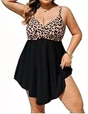Hanna Nikole Badeanzug Damen Große Größe Badeanzüge Bauchweg Shape Badekleid Push Up Bademode Einteiler Strandkleid Crossover Badebekleidung Mit Badeshorts Weiche Schwimmanzug Strandmode
