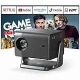 Smart Beamer 4K【Offiziell APPs & Dolby Audio】 4000ANSI Auto Fokus/6D Trapezkorrektur Video Projector Full HD 1080P, WiFi6 Bluetooth Unterstützt 4K Video Beamer Heimkino/Outdoor für Handy Projektor