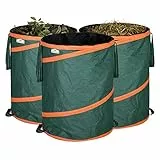 GARDEBRUK® Gartenabfallsack 3x165 Liter 30 kg Belastbarkeit stabil robust abwaschbar Garten Pop up Rasensack Laubsack