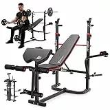 Hop-Sport Hantelbank, Multifunktionale klappbare Trainingsbank mit Langhantelständer, Butterfly & Curlpult, für Krafttraining zuhause, 250 kg Max. Belastbarkeit der Hantelbank