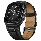 Finoriss Echtes Lederarmband kompatibel mit Apple Watch Ultra 3/2/1 Armband 49mm 46mm 45mm 44mm 42mm, Robustes Band mit Metallanschluss für Damen und Herren, iWatch SE 3 Series 11 10 9 8 7 6 5 4 3 2 1