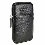 Echtes Leder Handytasche Handy Gürtel Clip Holster Kompatibel mit iPhone 14 Pro Max 15 Pro Max mit Handytasche Dual Pocket Universal Smartphone Gürtelschlaufentasche Tasche für Samsung S24 Ultra