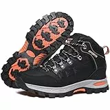 Littleplum Herren Wanderschuhe Winterschuhe Waterproof Wanderstiefel Outdoor Rutschfest High Top Trekkingschuhe,A Schwarz Orange,43 EU