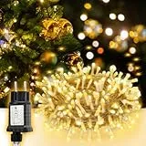 SALCAR 5m 50er LED Lichterkette Weihnachten, Lichterkette Außen Strom mit 8 Modi, Timer und Memory, IP44 Wasserdicht, für Weihnachtsdeko Party Hochzeit, Transparente Kabel, Warmweiß