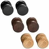 Flongo Holz Ohrstecker 6 Stück 12mm Edelstahl Gestüt Stecker Ohrringe Braun Schwarz Fake Plug Tunnel Piercing Ohrschmuck Für Herren, Damen