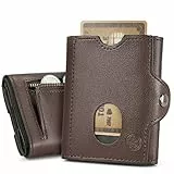 BOSTANTEN Geldbörse Herren, Slim Wallet mit Münzfach für Herren & Damen, RFID-Schutz Kartenetui Kreditkartenetui, Klein Portemonnaie Mini Smart Wallets for Men,Kaffee