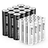 BONAI 24er Pack Akku AA AAA Set 12x AA 2800mAh und 12x AAA 1100mAh Wiederaufladbare Batterien 1.2V NI-MH Hochleistung-Akkus für Blitzlicht Spielzeug Controller und Fernbedienung 1200 Zyklen