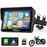 Carpuride W502 Carplay Bildschirm für Moto, Tragbares CarPlay und Android Auto für Motorrad, 5 Zoll Wasserdichter Touchscreen mit Dual-Bluetooth, 64G TF-Karte, Navigation/Siri/G00gle Assistant
