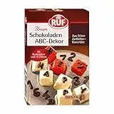 RUF Schokoladen ABC-Dekor, Zahlen und Buchstaben aus Zartbitter-Kuvertüre, zum Garnieren & Dekorieren von Torten & Kuchen, glutenfrei & vegan, 1 x 48g
