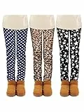 TODDOR 3 Pack Mädchen Fleece gefütterte Leggings Winter Warm Dick Bedruckte Hose Kleinkind Knöchel Länge Hose