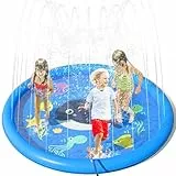 Peradix Splash Pad,170CM Sprinkler Wasser-Spielmatte Anti-Rutsch Splash Play Matte Sommer Outdoor Garten Kinder Spielzeug Sprinklerpool für Baby Party Outdoor