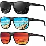 HENGOSEN Sonnenbrille Herren Polarisiert Sunglasses-Men: Sport Sonnenbrille Verspiegelt UV400 Schutz Fahren Angeln 3 PACK