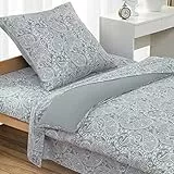 HENGWEI Bettwäsche 135x200 2teilig Set Oeko-TEX Zertifiziert, Extraweiches Grün Bettwäsche-Sets für Einzelbett Hochwertiges Microfaser Bettbezug mit Kissenbezug 80x80cm, Hellgraues Paisley-Muster