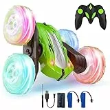 Rodzon Ferngesteuertes Auto 3 4 5 6 7 8 9 Jahre Spiele LED Blinken RC Auto Spielzeug Jungen Mädchen Geschenke Kinder Toy 4WD 360° Flip RC Car Crawler mit 2 Aufladbarer Batterien 2.4Ghz (Gras Grün)