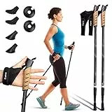 Attrac Nordic Walking Classic Wanderstöcke 69-136cm versch. Farben - Trekkingstöcke Aluminium Stöcke mit Anti-Shock Dämpfung - Teleskop verstellbar und leicht mit Workout und App I Opt. Tragetasche