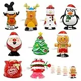 TOGETDREAM 9 Stück Aufziehspielzeug Weihnachten, Figur Uhrwerk Spielzeug Spring Spielzeug Aufziehfigur Uhrwerk Lauf und Springspielzeug für Weihnachtsstrümpfe und Geschenktütenfüller Blöcke