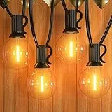 GPATIO LED Lichterkette Außen, 7.6M Lichterkette außen strom mit 12+1 Stk. Warmweiße G40 Glühbirnen Plastik, IP45 Wasserdicht Innen/Außen Lichterketten für Garten, Terrasse, Hochzeiten, Partys