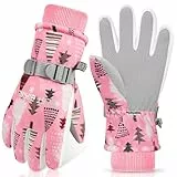 WESTGIRL Handschuhe Kinder Winddicht Winterhandschuhe Warm Fleece Skihandschuhe Wasserdicht Kinder Handschuhe für 4-12 Jahre Mädchen Jungen Fahrradhandschuhe Kinder Outdoor Snowboarding