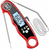 CIRYCASE Fleischthermometer Digital, Sofort Lesen Bratenthermometer Ofenthermometer, Externe Lange Sonde mit 102cm-Edelstahlkabel, Zeigerthermometer, Backofenthermometer für Küche, BBQ, Ofen, Backen