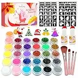 Glitzer Tattoo Set Mädchen, Tattoo Kinder, Eleanore's Diary 31 Biologisch abbaubarer Glitzer, Temporäre Tattoo Kit, Glitzertattoos Kinder Set, 165 Schablonen, 4 Pinsel, 2 Kleber, Geschenk Mädchen ab 3