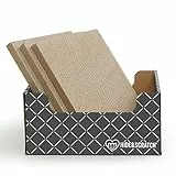 Hide & Scratch Kratzbox & Bett aus Karton - Dunkelgrauer Diamant (+ 3 Nachfüllpads) | Doppelseitige Wellpappe für Indoor-Katzen | Nachfüllbares Kratzbrett Spielzeug für Spiel- & Möbelschutz