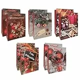 Idena 30517-10 - Geschenktüten Weihnachten, 10 Stück, Geschenktaschen in der Größe 18 x 23 x 8 cm, Papiertüten in 5 weihnachtlichen Motiven