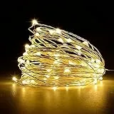 Jsdoin Lichterketten Batterie,10m 100LEDs Draht Lichterkette mit Batterie,Klein Innen Lichterkette für Tüllrock,Weihnachten, Schlafzimmer, Party, Hochzeit, Baumdekoration (Warmweiß, 4 Stück)
