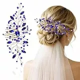 Kichvoe Hochzeit Haarkamm Kristall Vintage Braut Haarkamm Brautjungfer Seitenkämme Braut Kopfschmuck Haarschmuck Für Frauen Mädchen (Blau)