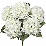 Hollyone Groß Hortensien Kunstblumen Künstliche Blumen Hortensie, Kunstblumen Wie Echt, Plastik Hortensie Künstliche hortensien für Badezimmer Wohnzimmer Deko Heimdekoration Blumenarrangement Weiß