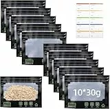 10x 30g Grove Bags mit Labels, Luftdichte und Wiederverwendbare Aufbewahrungsbeutel mit Geruchskontrolle + UV-Schutz, Feuchtigkeitskontrolle (58-62%), für Snacks,Kräuter,Tee (10)