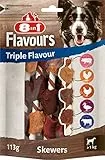 8in1 Triple Flavour Skewers Kaustangen für Hunde - Kausnacks mit extra viel Fleisch, 113g Beutel