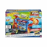 Hot Wheels Let's Race Netflix - City Spielzeugauto-Trackset, Farbwechsel-Tunnelautowaschanlage mit 1 Farbwechselfahrzeug im Maßstab 1:64, HTN80