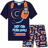 CityComfort Schlafanzug Kinder Jungen Teenager Sommer Baumwolle Pyjama Set Atmungsaktiv und Bequem Gaming Kurze Schlafanzüge Jungen (11-12 Jahre, Marineblau/Mehrfarbig)