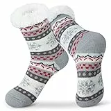 Justay Sowarm Kuschelsocken Damen hüttensocken Damen Warme Socken Flauschige Stoppersocken Wintersocken Rutschfest Casual Socken Geschenke Weihnachten