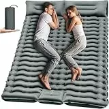 Yuzonc Double Camping Matratze, Selbstaufblasende Camping Isomatte mit Fuß Pumpe, Ultraleichte Verdickte Schlafmatte für Wandern Reisen Backpacking Zelt (Grau)
