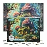MISITU Puzzle 1000 Teile für Erwachsene Pilzhaus im Zauberwald Weihnachtspuzzle 70 x 50cm