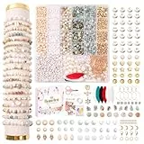 JHWELRG Natürliche Amazonit Perlen Selber Machen Perlen für Armbänder,Steine Perlen Zum Auffädeln Kit mit Anhänger Buchstabenperlen für DIY Perlen Bracelet Making Kit, Partys,Weihnachten