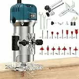 Uadme Einhandfräse 800W, 30000 U/min Holzfräse Oberfräse, 6,35mm Durchmesser, Hand Fräsmaschine mit 6 Variable Geschwindigkeite, Kantenfräse für Holz, mit 15 Stück Fräser Set