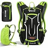 SPGOOD Fahrradrucksack 20L/25L/30L (9 Farben)-Wasserdichter Ultraleicht-für Damen & Herren Multifunktionaler-mit Regenschutzkappe/Helmabdeckung Rucksäcke MTB Mountainbike (Grün Schwarz, 20L)